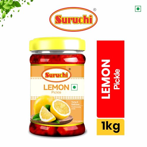 Image of Suruchi Lemon Pickle - 1kg | Khatta Nimbu Ka Achar | Ready to Eat Lime Pickle | Authentic Indian Lemon Pickle | Pure & Natural Ingredients | Hygienically Packed (Pack of 1)