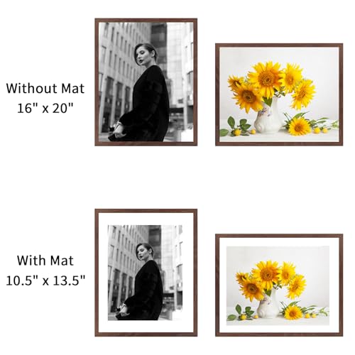 puthiac 16x20 Walnut Picture Frames for Wall - Minimalist 16x20 Oak Wood Frames, 16"x20" Picture Frame Wood, Natural Solid Wooden Picture Frames for Wall Art Photo and Prints (3 Pack, Walnut)