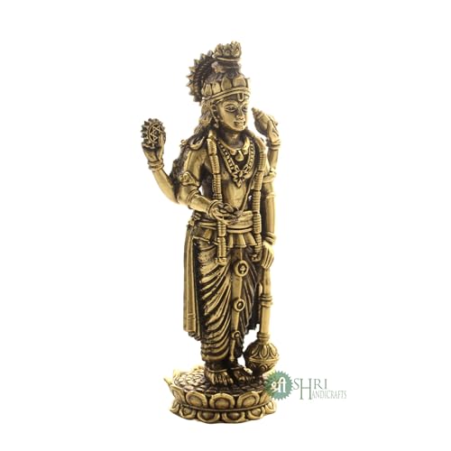Image of INDICAST Brass Standing Vishnu Idol | 5 inch Vishnu Hindu God Statue Figurine Perfect for Decoration Puja & Gifting Purpose Sculpture (Weight- 180gm)