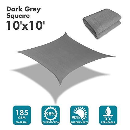 Image of KANAGAWA 10'x10' Sun Shade Sail Dark Gray Curved Square