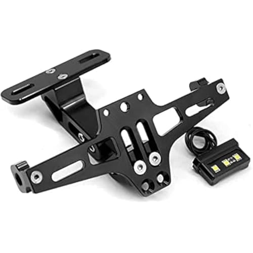 Kit d'élimination d'aile Universel de Moto, Cadre de Plaque d'immatriculation de Clignotant réglable de Moto avec lumière LED en Aluminium pour modèles universels