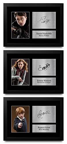 Quadro Con Cornice A3 Harry Potter – Radcliffe, Watson & Grint – Autografi Stampati, Memorabilia Da Film, Regalo Per Fan - 5