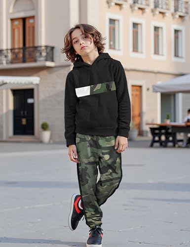 Image of Boys Clothes Boy Outfits 2-Piece Long Sleeve Hoodie and Camouflage Pants Boys Fall Winter Clothes for 6-16 Years