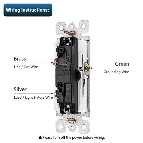 Decora Single Pole Switch,Nineleaf 10 Pack 15 Amp Rocker Electrical Light Switch,Single Pole Paddle Light Switch,120V-277V Ac,Residential/Commercial Grade,Home & Office,Ul Listed,White #TOP2