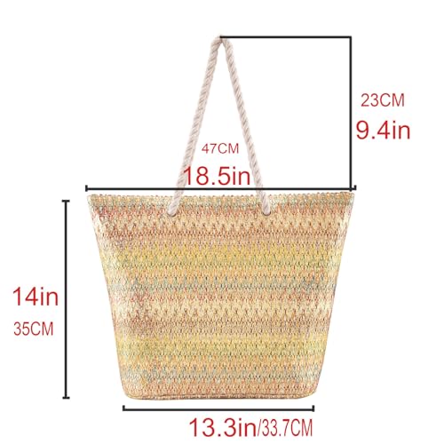 Women's Woven Beach Tote Bag – Large Colorful Shoulder Handbag for Summer, Shopping, Boho Fashion & Daily Essentials3