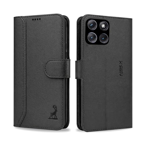 Image of AIBEX Compatible for Motorola Edge 70 Pro Plus 5G / Motorola Edge 70 Pro 5G Flip Cover Leather Finish | Inside TPU with Card Pockets | Wallet Stand | Complete Protection Flip Case Black
