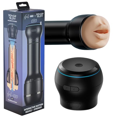 KIIROO PowerBlow Masturbateur Automatique avec Stroker Bouche - Machine Fellation Interactive - Contenu Adulte FeelMe AI - Contrôle d’Intensité - Facile à Utiliser