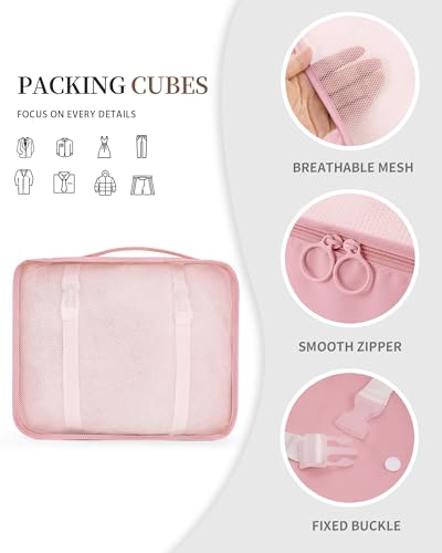 Packing Cubes 11 PCS, Mesh Breathable Luggage Organizers Bags, Packing Organizers, Durable Travel Essentials Bags Set, Travel Packing Organizers, Pink3
