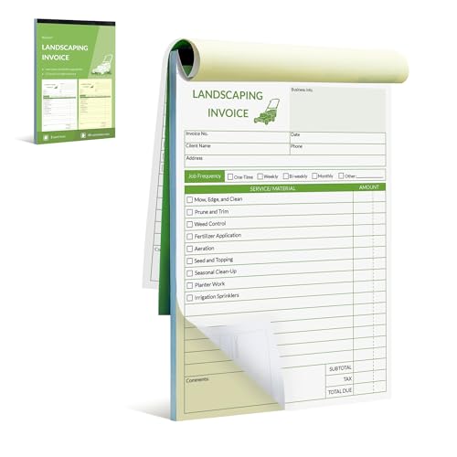 Harfesto Professional Garden Invoice Receipt Book, Landscaping Invoice Book for Small Business - 5.7 X 8.3 in, 2-Part Carbonless Work Order Forms, 50 Sets - Lawn Care Equipment Accessories