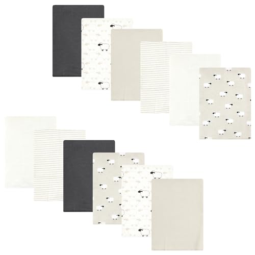 Luvable Friends Hudson Baby Flannel Burp Cloths 12pk, Beige Sheep