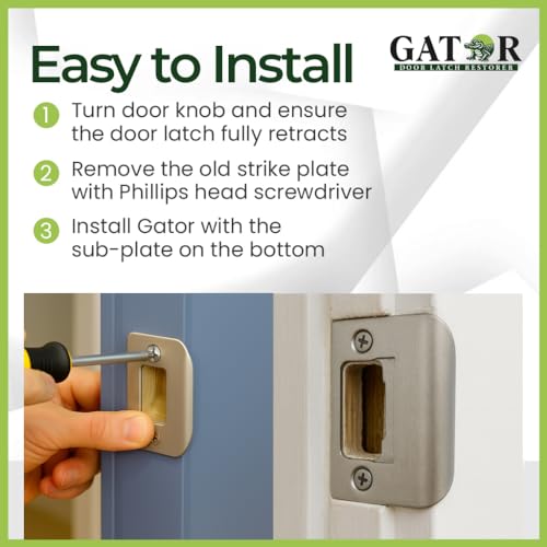 4-Pack Gator Door Latch Restorer - Strike Plate (Satin Nickel) - Thumbnail 7