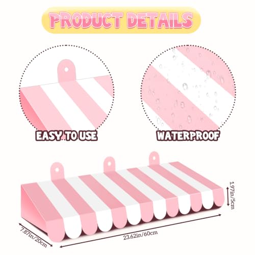 Image of 2 Pieces Circus Awnings Decoration, 3D Carnival Tent Striped Awning Wall Decorations for Carnival Circus Theme Party, Carnival Stand, Party Favors Supplies