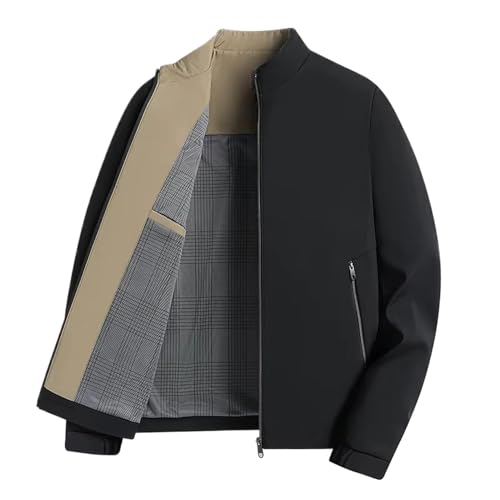 Men's Standing Collar Zipper Casual Jacket, Lightweight Zip up Stand Collar Jacket, Windbreaker Coat with Pocket