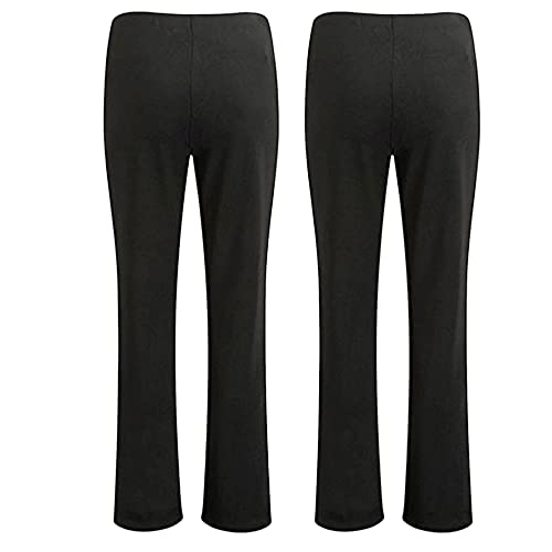 Inspire Me Women Boot Leg Pants Pull On Nurse Work Bottoms Ladies Elasticated Waist High Stretch Bottoms Boot Cut Pants Pack of 2 (Black, 18W / 29L)