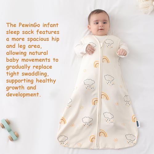 PewinGo Baby Schlafsack 0.5 TOG 2PCS aus 100%-Baumwolle für Neugeborene 0-6 Monate, Doppelreißverschluss, Weich & Atmungsaktiv, Maschinenwaschbar (Beige) 6