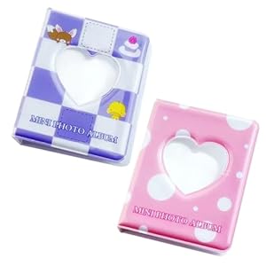 2 Stück 3 Zoll Photocard Binder, 36 Pockets Photocard Holder, Mini Photo Album, Liebes-Herz-Hohl-Business-ID-Karte, Anhänger für die Fotosammlung