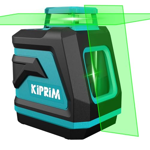Kiprim レーザー墨出し器 墨出しレーザー LV8D、視認性向上、5 本のレーザー ライン、明るさ調整可能、手動/自動水平/パルスモード、レーザー安全基準:クラス2、電池とキャリング ポーチ付属