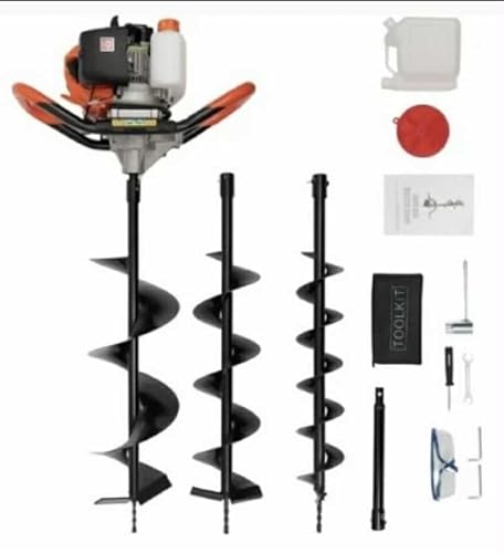 Tarière Thermique Professionnelle 52cc, 3 Mèches 10/15/20cm, Rallonge 30cm, Kit Complet