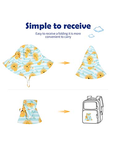 Baby Sun Hat UPF 50+ Sun Protective Toddler Bucket Hat Summer Kids Beach Hats Wide Brim Outdoor Play Hat for Boys Girls 04 Yellow Coconut 4-8 Years