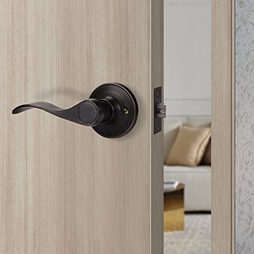 Single Cylinder Handleset Door Handle For Entrance, Front Door Handle For Right Handed Doors, Camelot Trim Lower Half Handle Set In Oil Rubbed Bronze Finish #TOP3