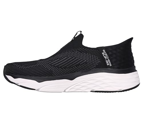 Skechers Men's Max Cushioning Slip-ins - Athletic Slip-on Running Walking Shoes with Memory Foam, Black/White, 11.5