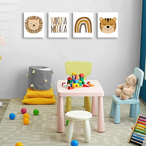 Zaixko Boho Baby Room Decor Lion Safari Animals Rainbow Nursery Wall Decor Boho Rainbow Wall Art Canvas Prints Pictures Framed For Boy Nursery Decor #TOP4