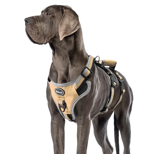 Image of Mihachi Escape Proof Dog Harness - No Pull Dog Harness with Handle, Soft Padded Reflective and Adjustable Full Body Pet Harness Vest for Medium Large Dogs Walking Hiking Training, Beige X-Large