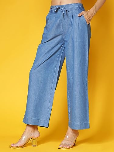 Image of NOVIO Cotton Blend Women Mid Rise Fashion Palazzo for Women