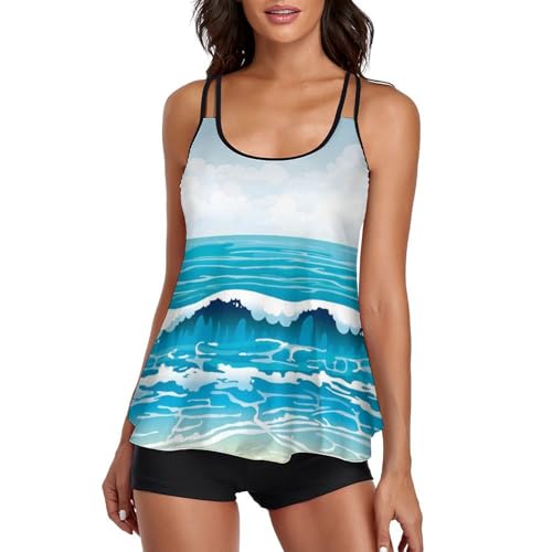 Maillot de bain tankini galbant et short de garcon avec robe de plage active