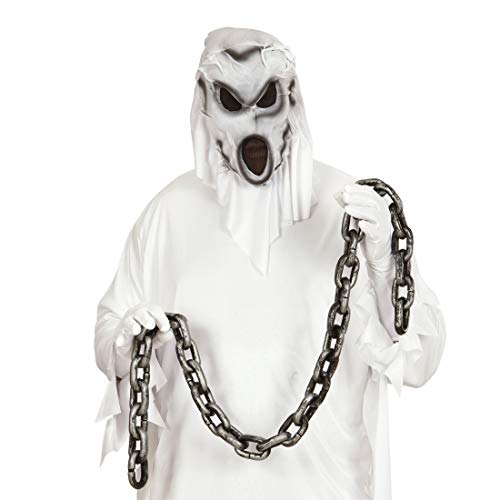 Amakando Gruselige Sträflingskette zur Dekoration / 140 cm in Silber-schwarz / Verlies Glieder-Kette Gefangener / Perfekt geeignet zu Horror-Party & Halloween