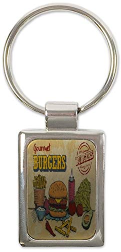 Preisvergleich Produktbild Schlüsselanhänger Nostalgie Fun Gourmet Burger Bedruckt