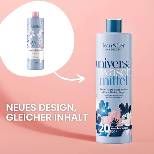 Jean & Len Universalwaschmittel Wasserlilie & Hibiskus, Fasertiefe Reinigung, mit Fleck-Weg-Effekt, mit pflanzenbasierten Tensiden, ohne künstliche Farbstoffe, Waschmittel vegan, 1 L 6