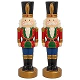 Sunnydaze 3ft Tommy the Toy Soldier Nutcracker Christmas Decoration - Polyresin Indoor or Outdoor Nutcracker Statue - Set of 2