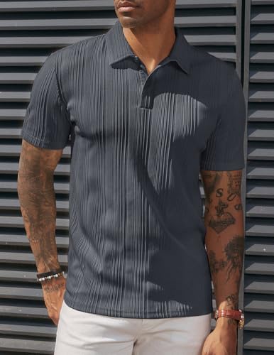 Image of PJ PAUL JONES Mens Polo Shirts Short Sleeve Textured Knit Polos