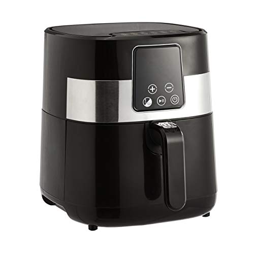 Amazon Basics 3.2 Quart 6-In-1 Air Fryer (Fry, Crisp, Roast, Bake, Reheat, Dehydrate), Non-Stick, with Timer, Auto Shut-Off, Digital Touch Screen, 180-400°F, 1400W, Black/Silver