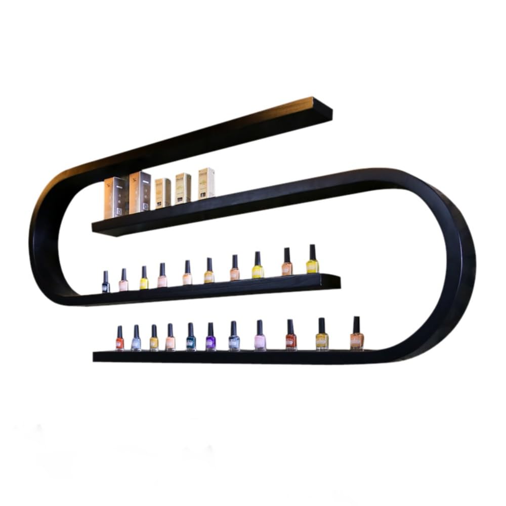 Wall Mounted Nail Polish Rack - Metal U-Shaped Cosmetic Organizer for Nail Polish and Lipstick Bottles, Ideal for Spa and Nail Salon Display Storage