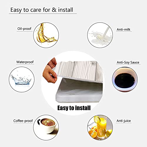 Joskaa White Wood Grain Fitted Tablecloth Square, Elastic Edge Home Decorative Table Cover Waterproof Stain Resistant Polyester Tablecloths For Family Picnic Bbq Party Use, Fits 36" X 36" Table #TOP2