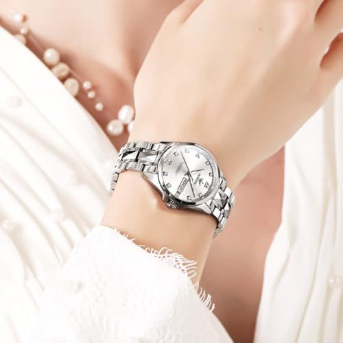 Image of OLEVS Silver Watch for Women Dress Analog Small Female Watch Stainless Steel Watches for Lady