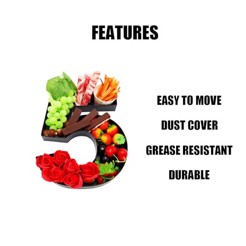 WENPACK 12inch Cardboard Number Fillable Cutouts Paper Mache for Charcuterie Sweet Food Birthday Treat (Black, 5)