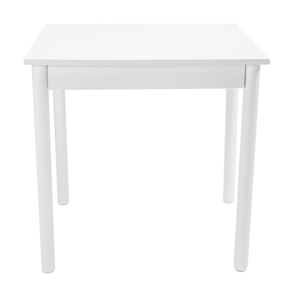 Liberoshopping Table Fixe en Bois pour Salle à Manger Cuisine Restaurant (80x80 cm, Blanche Jambe Ronde)