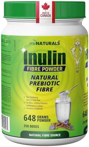 Pure Inulin Fiber Powder, Natural Prebiotic Fibre Supplement, Clear and Taste Free, Increases good bacteria, Chicory Root - 250 DOSES - 648 grams - by miNATURALS