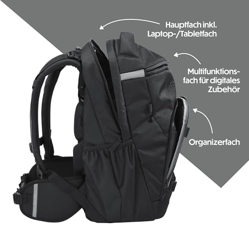 Sac d'école Coocazoo Byte ergonomique et imperméable noir charbon