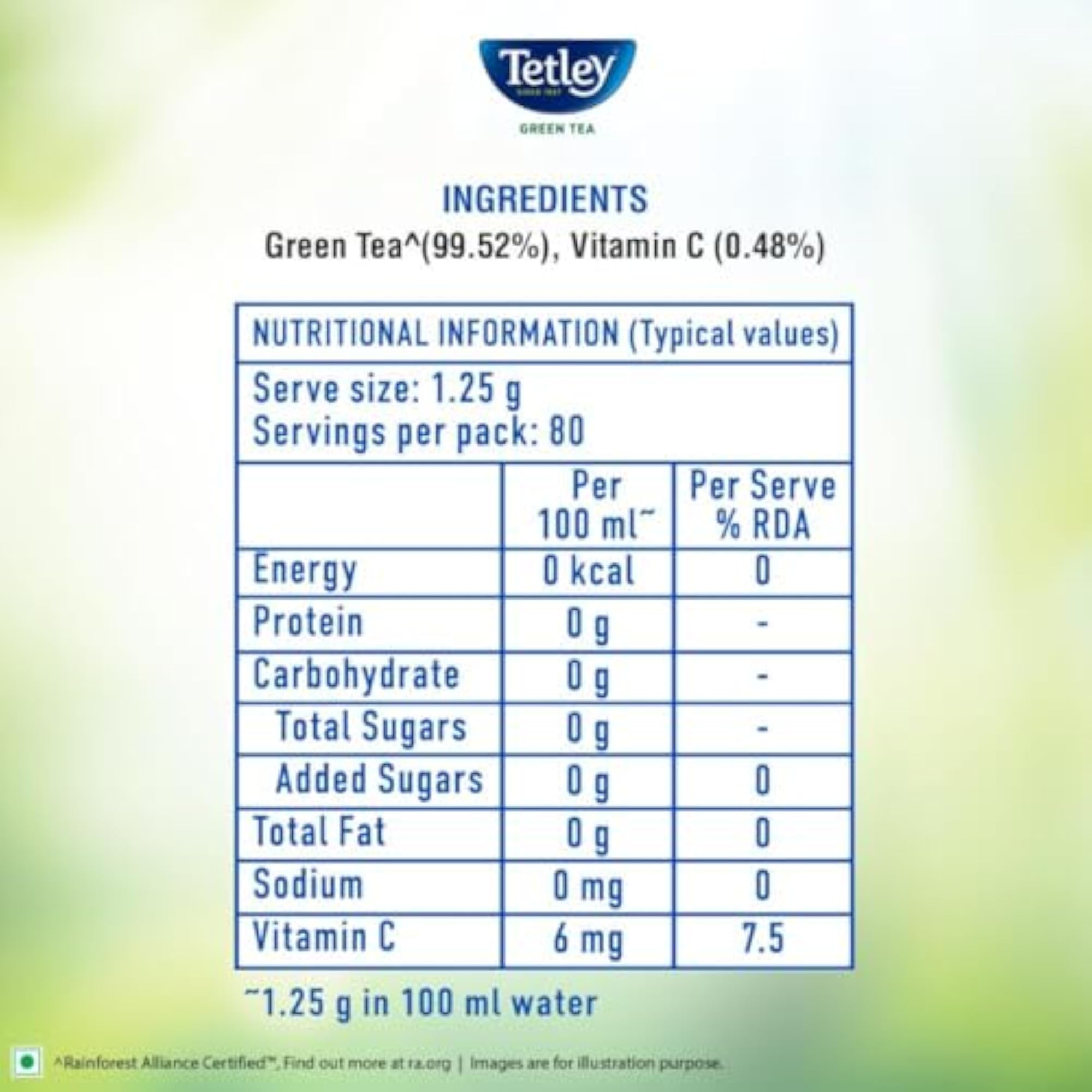 Tetley Long Leaf Green Tea, 100 Grams