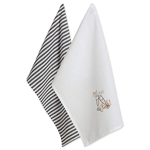 DII Christmas Tea Towels Decorative Kitchen Dish Towel Set, 18x28, Pop Fizz Clink!, 2 Piece