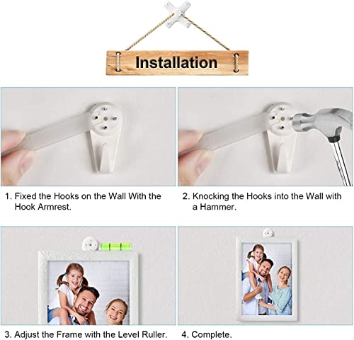 Image of Bettomshin Hardwall Hanger for Hardware, Fasteners & Hooks Wall Mount Non-Mark Hook Picture Photo Frame Hangers, 20Pcs