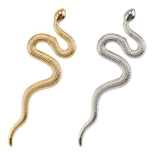 SaiDian 2Pcs Cute Alloy Snake Brooch Pin Elegant Serpent Lapel Pin for Women Gothic Pins for Backpacks Birthday Party Wedding