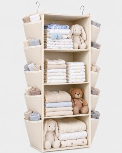 Mifoci 4 Shelf Canvas Hanging Closet Organizer and Storage for Shelves