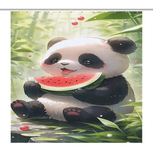 Rideau de douche panda en polyester lavable et imperméable pour baignoire maison 183x183 cm