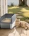 Powools Stainless Steel Cat Litter Box, Metal Litter Box with Scoop, High- Sided, Anti-Leakage Top Entry, Non-Sticky, Easy to Clean, Grey, M (2 Pack)