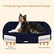 HMTOPE Orthopädisches Hundebett, Hundesofa, Vierseitiges Nackenrolle Kissen, rutschfeste Unterseite Hundekorb, Abnehmbar und Waschbar, Mittelgroße Hunde, Grosse Hunde, 106 x 79 x 17 cm, Navyblau